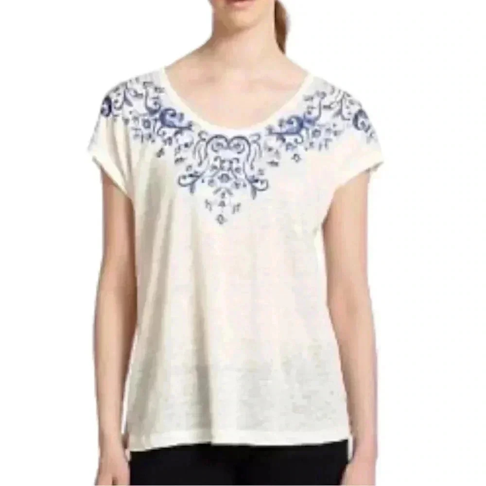 Joie Nasa B White Linen Dolman Top